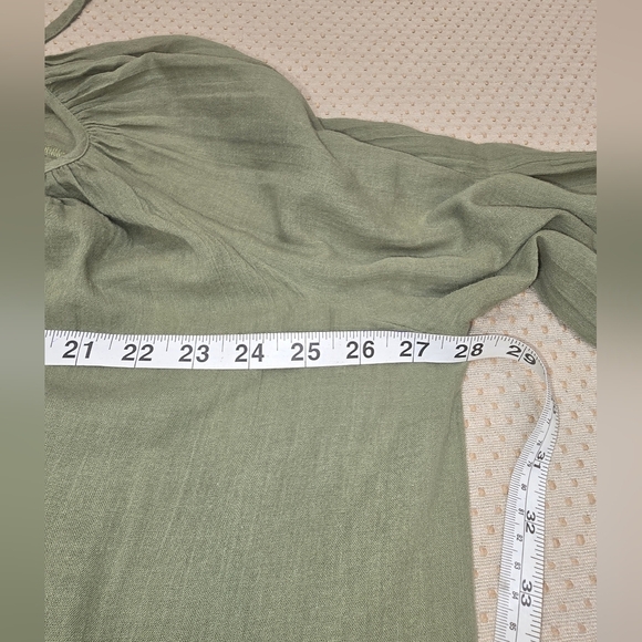 Aerie Oversized Button Down Balloon Sleeve Blouse Green Size S Boho Beach Hippie - Picture 7 of 9